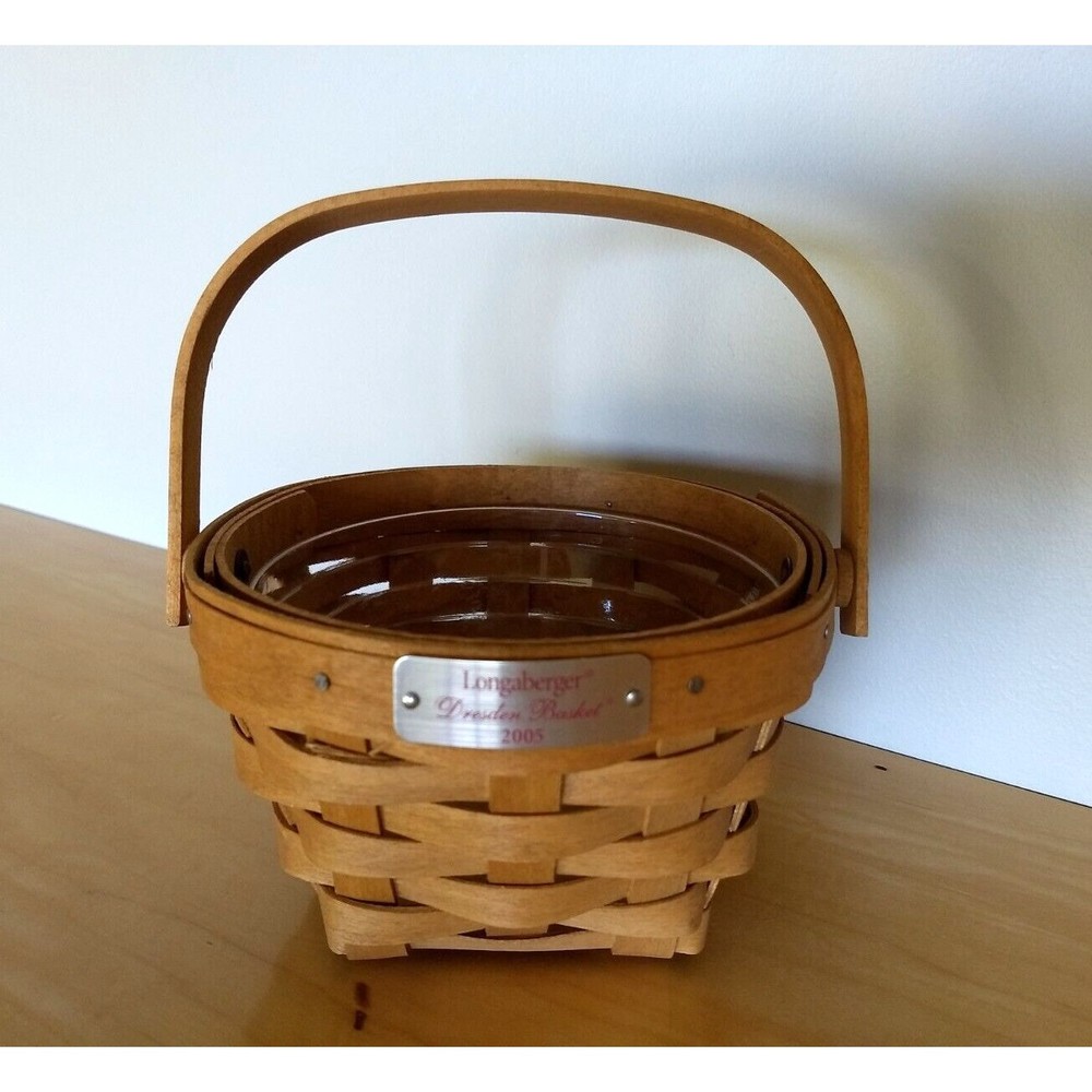 LONGABERGER Swing Handle 2005 Dresden Basket with‎ Protective Liner SIGNED